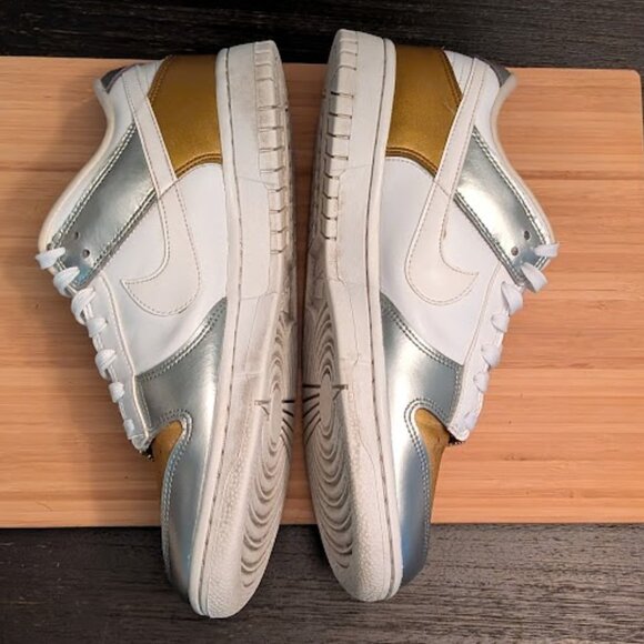 ⬇️PRICE DROP⬇️NIKE Dunks Low SE- Silver|Gold|Metallic Women's Sneakers - Picture 6 of 10